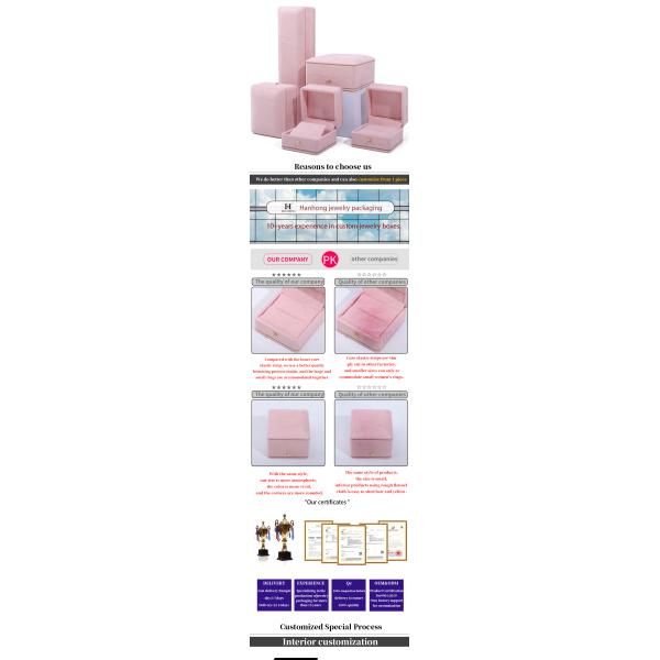 Rectangle Pink Jewelry Box for Custom Logo Packaging of Bracelets Necklaces and Rings
