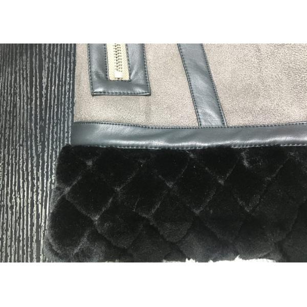 Fur Collar Fully Lined Ladies PU Jacket Faux Fur Coat Flat Pack With Plastic Bag