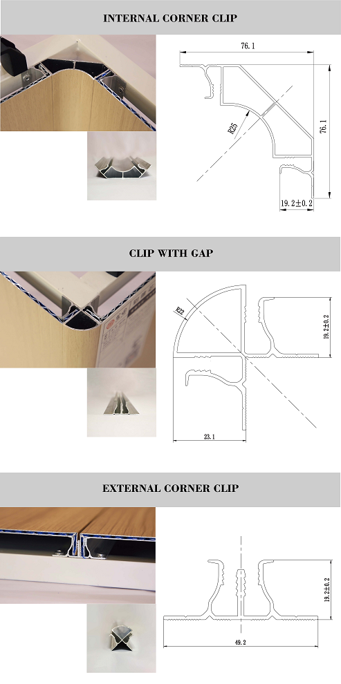 aluminum closing edge clip for 4mm indoor aluminum wall panel