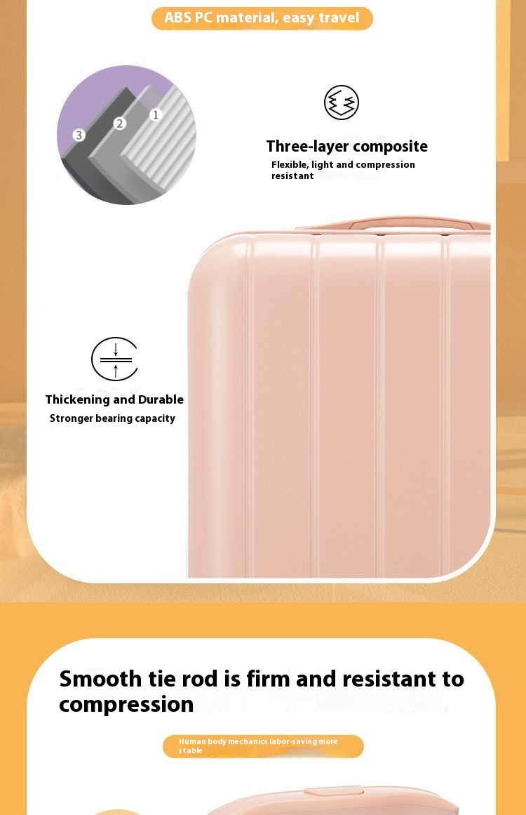 18-Inch Unisex Durable ABS+PC Trolley Case Spinner Net Candy Color Small Fresh Luggage Universal Wheel Portable Password Box