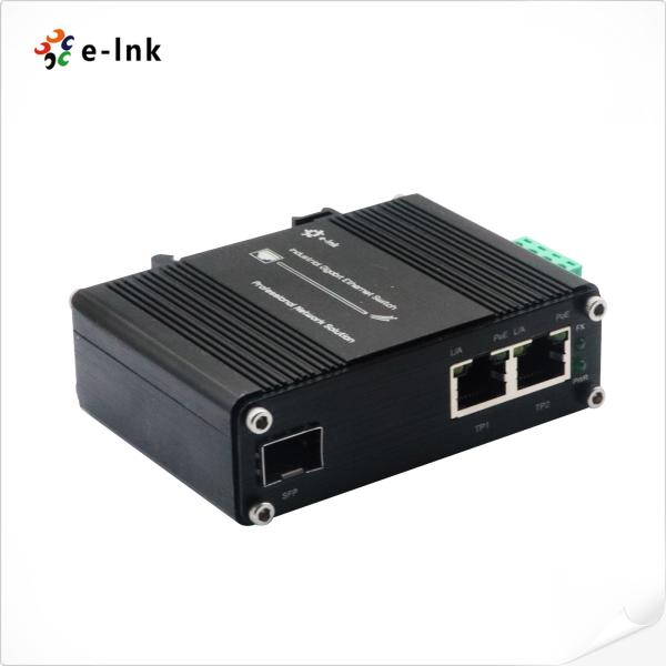 Mini Industrial 1-Port 100/1000X SFP to 2-Port 10/100/1000T 90W PoE++ Media Converter