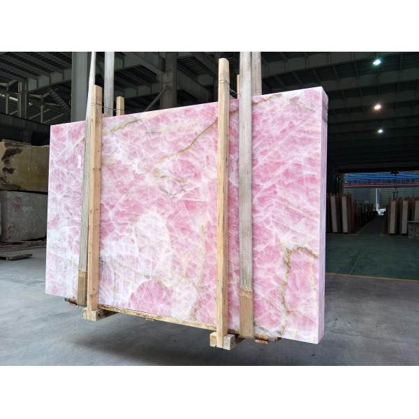 Backlit Ice Age Onyx Marble Wall Panel Translucent Crystal Pink Onyx Countertop