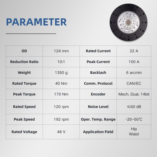 ZBDynamiX ZPA100-20-10-D High-Torque Planetary Joint Actuator | 170 Nm Peak Torque, 10:1 Reduction Ratio