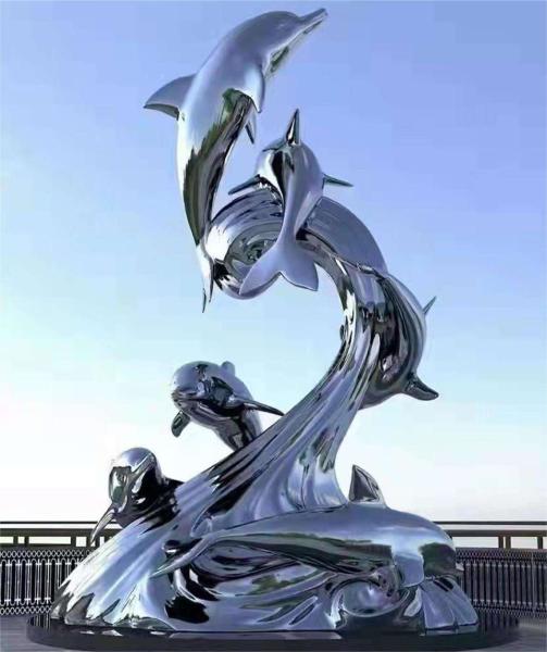 Casting Metal Art Sculptures Pentium Dolphin Mirror Sculpture