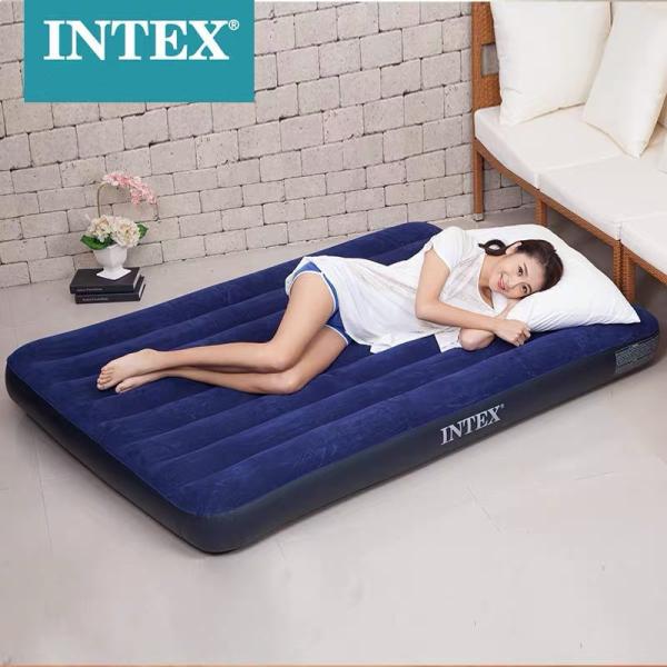 Intex 64759 Inflatable Double Air Bed Camping Mattress with Pillow Rest Classic Airbed