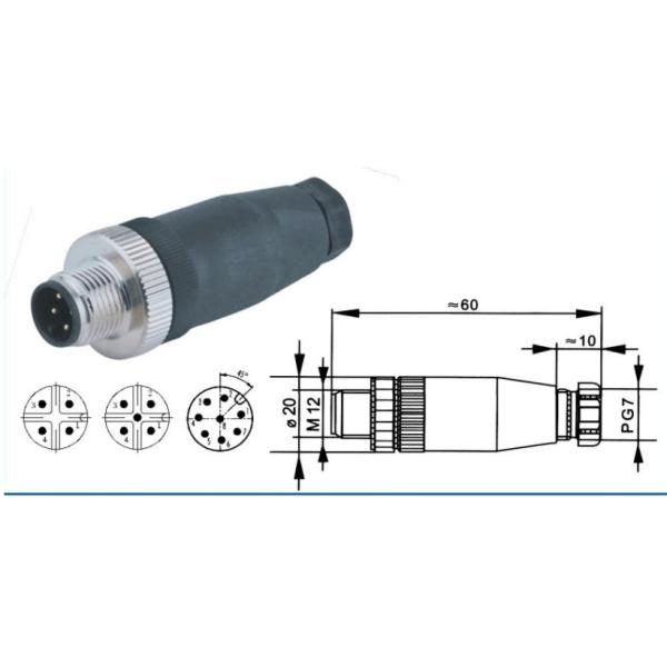 М12 штепсельная вилка мужчины аксессуаров 4П соединителя ДВР/датчика женской индустрии водоустойчивая
