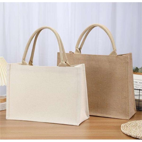 Bag Square Shape Laminated Waterproof Canvas Cotton Shopping Tote Beach Bag for Promotion