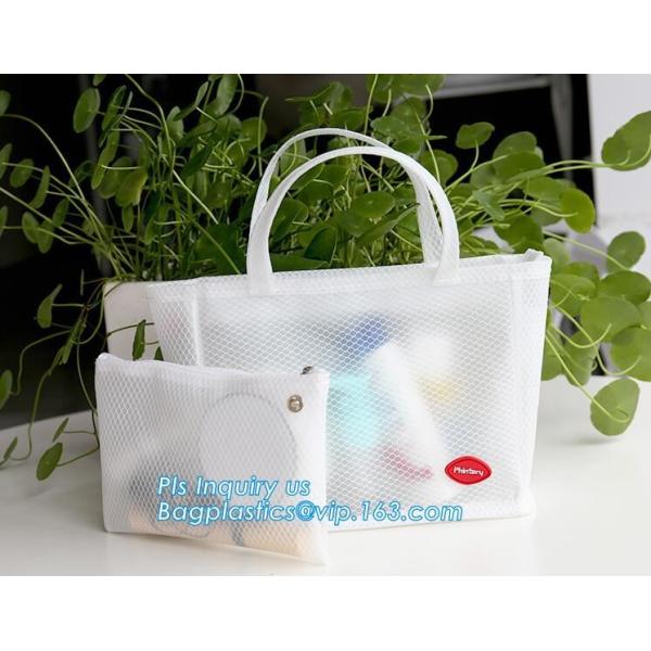 cosmetic PVC mesh bag, vinyl pvc zipper blanket bags/small mesh zipper bags/zipper bag, Mesh Makeup Brush Organizer Trav