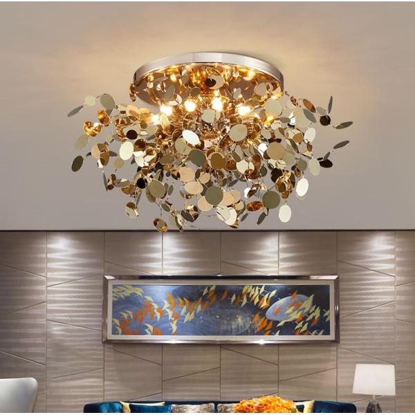 Modern Hotel Project Customized Decorative High Ceiling Luxury Stainless Steel Ceiling Lamp