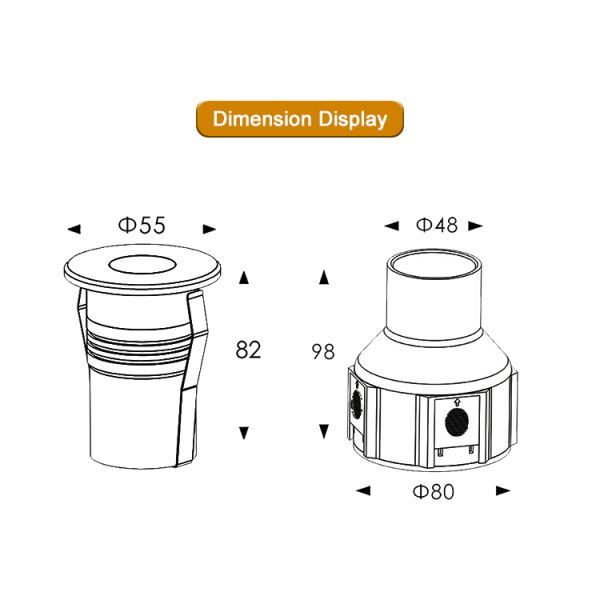 RGB LED Underground Light 3 watts DC24V Beam Angle 30Degree IP67 Mini Size with Anti-Glare Design
