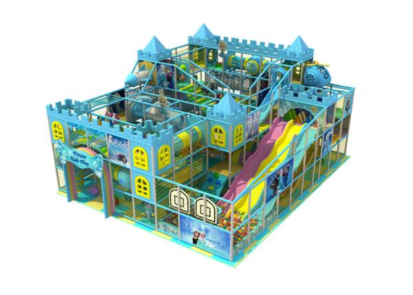 Frozen Theme Blue Kids Indoor Playground Equipment With Wave Slide KP150520