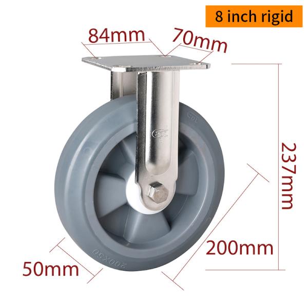 EDL 8 Inch Stainless Steel Heavy Duty Caster With Durable TPE Wheel Loading 400Kg S718P-55