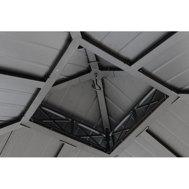 Polyester Fabric AJUNION 10x10ft Galvanized Steel Double Roof Gazebo Canopy with Zipper