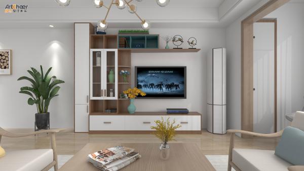 Casa Móveis TV LED simples Montar na parede Armário com portas deslizantes na Indonésia