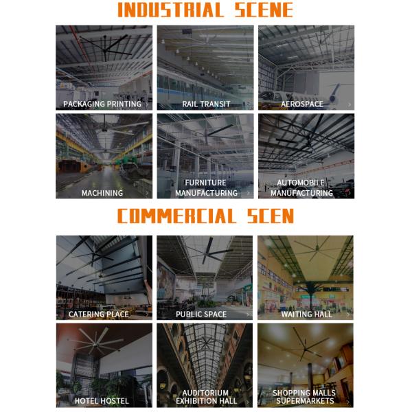 24 фута 7,3 м 1500 Вт 1800 Вт 6 лезвия Большой HVLS потолочный вентилятор с постоянным магнитом BLDC мотор