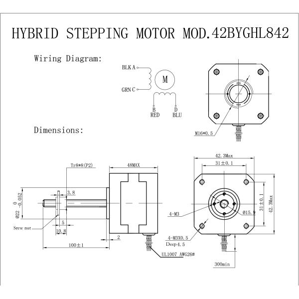 Миниатюрный линейный Nema 17 42bygh Stepper мотора