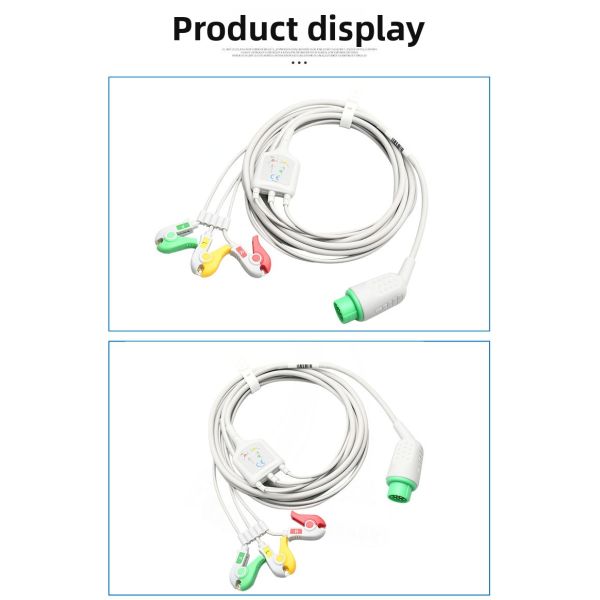 KONTRON7000 Compatible 12-Pin Integrated ECG Lead Cable European Standard Clip-On Three-Lead Medical Consumables CE Certified
