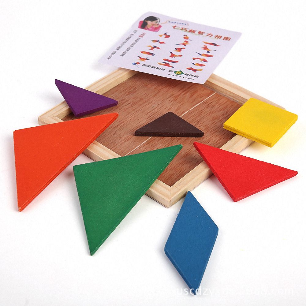 Младенец квадрата 11cm деревянный Montessori забавляется мозаика 7 частей