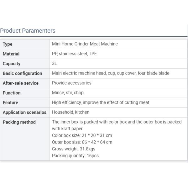 Kitchen Electric Meat Grinder Machine 500W 4L third gear