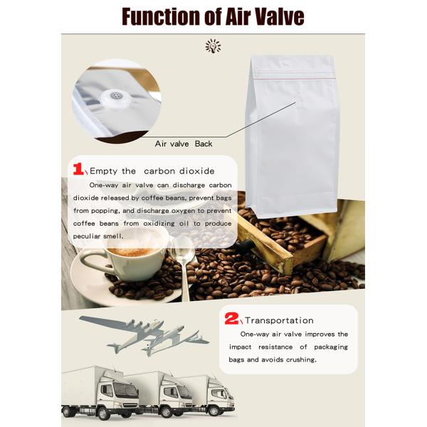 Food Grade Aluminum Foil Coffee Sachet Bag Flat Bottom 300 Micron With Zipper Valve