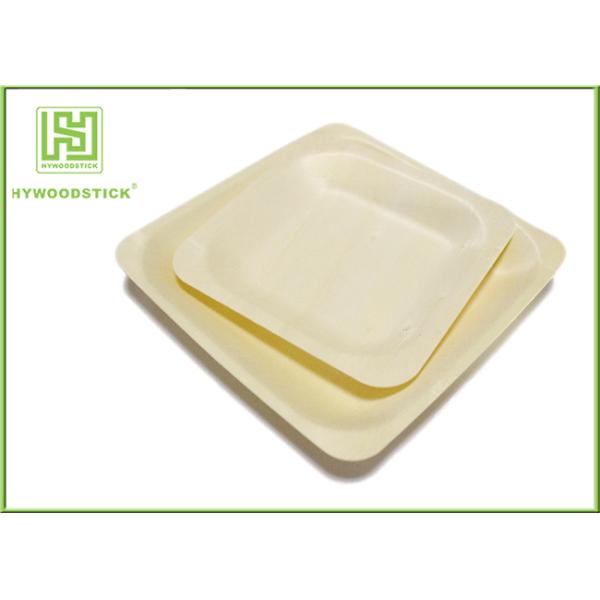 3.5 Inch Wooden Biodegradable Plates , Small Square Dinner Plates For Dessert
