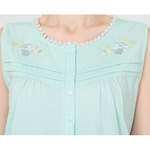 Modest Ladies Sleeveless Nightgowns , Green Ladies Short Nightdresses Button Front