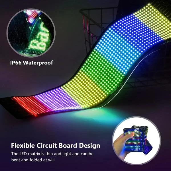 5VDC USB/2A 37x8.5cm LED Matrix Display Car Panel Flexible Pixel Programmable Scrolling Advertising for DIY Animation Text