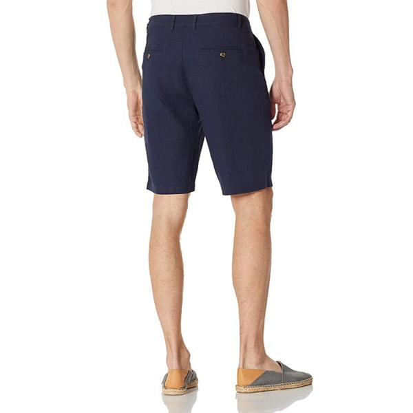 Viscose Blend Mens Linen Shorts Flat Front Breathable Easy Care Solid Black