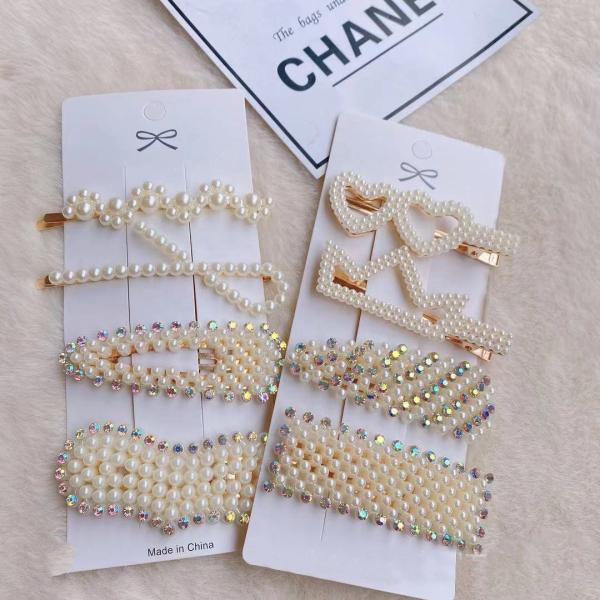 White Decorative Hair Clip Barrette Imitation Pearl Headwear Jewelry Sweet