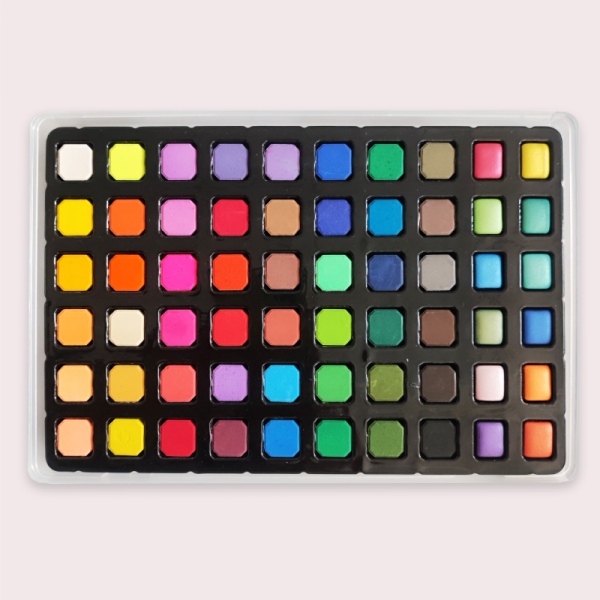 OEM wholesale 60colors artist kids drawing solid pearlescent watercolor painting set
