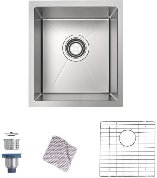 17'' X 19'' Undermount Stainless Steel Kitchen Sink Bar Or Prep Square Shape