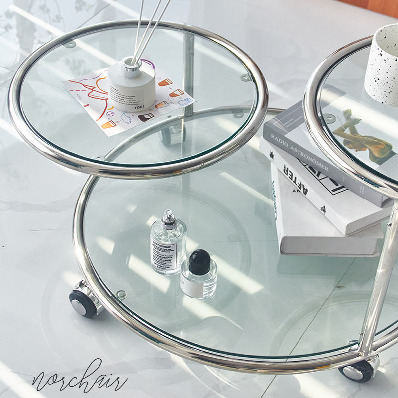 Modern EUROPEAN Design Glass Top Coffee Table with Rotating Function and PU Leather Cover