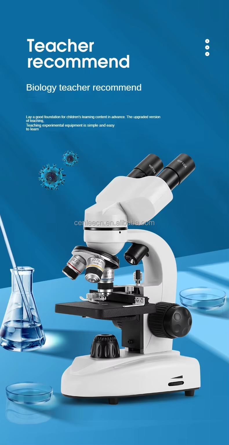 Bestscope MICR-01 Student Binocular Laboratory Microscope 4X/10X/40X Objectives WF25X Eyepiece LED Lighting Battery-Powered