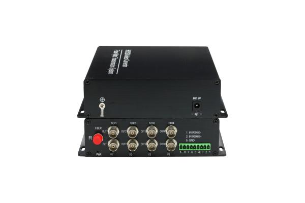 4 ch 1080P HD SDI fiber optic video converter with HDCP Compliant 5V Power Supply optical audio transmitter