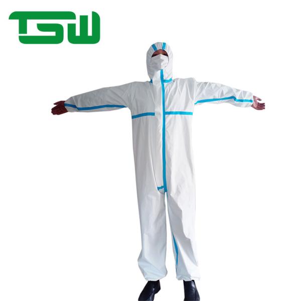 Disposable Type 4 5 6 EN14126 Tape Seam Microporous Film Coverall