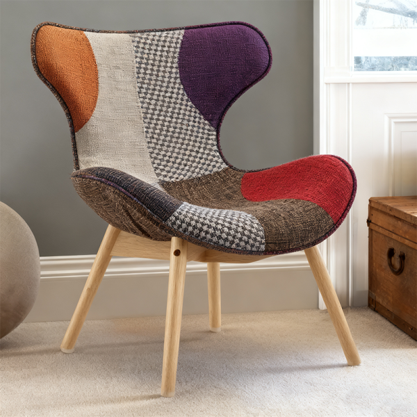 Modern Simple Casual Living Room Single Sofa Chairs Fabric Upholstered Lazy Lounge Chair Steel Legs Recliner Eco-Friendly Hotel