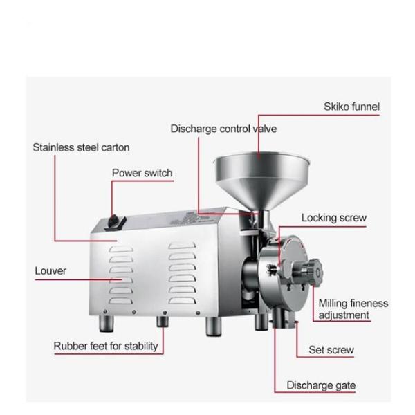 produtividade alta de aço inoxidável da máquina de moedura da grão do arroz 3600W 80kg