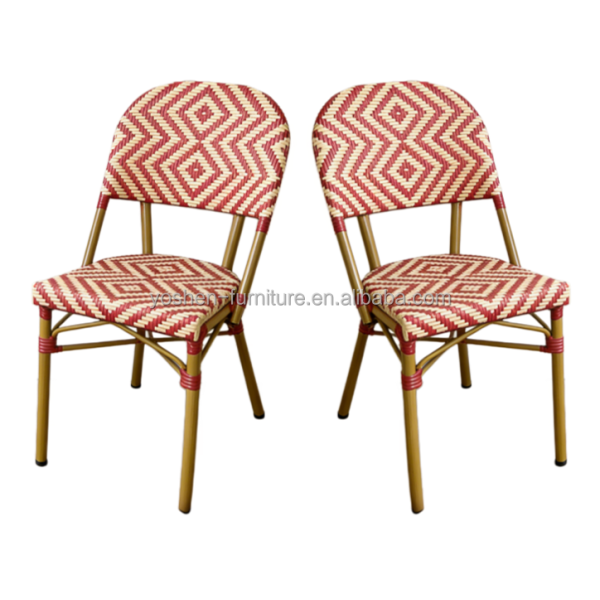 Hot Selling Bamboo Style Chair Resort Deck Rattan Wicker Chair Outdoor Patio Aluminum Dining Chair