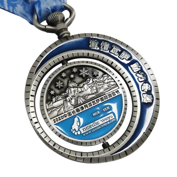 3″ 76mm Zinc Alloy Winter Skiing Metallic Christmas Running Medals Ski Race Award