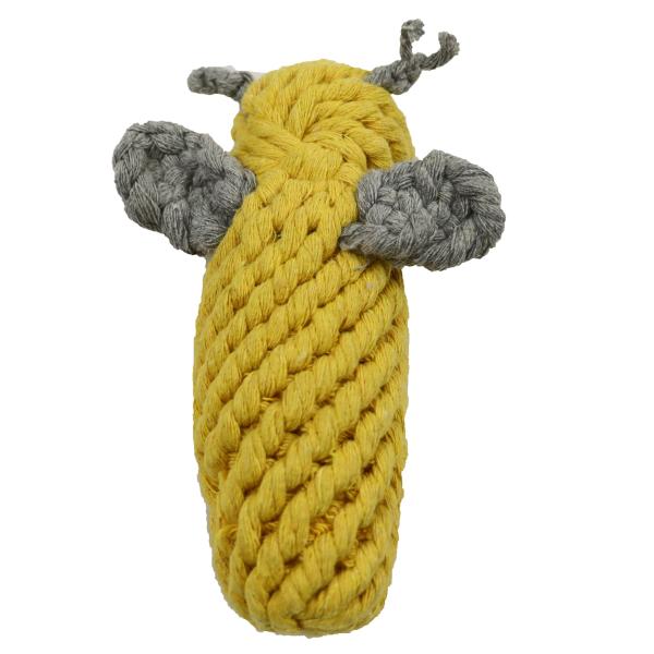 Bumble Busy Small Bee Dog Toy Woven Cotton Rope Teeth Cleaning Bite Resistant Molar 17cm
