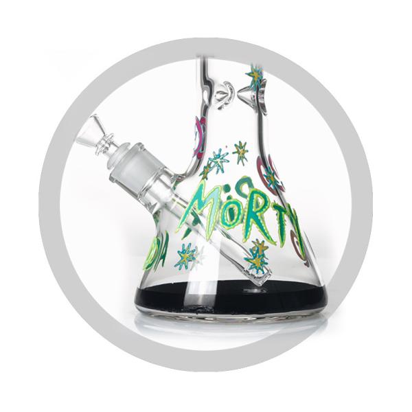 Hand Drawing Rick And Morty Bong 7mm Glass Smoking Hookah Pipe Luminous Design