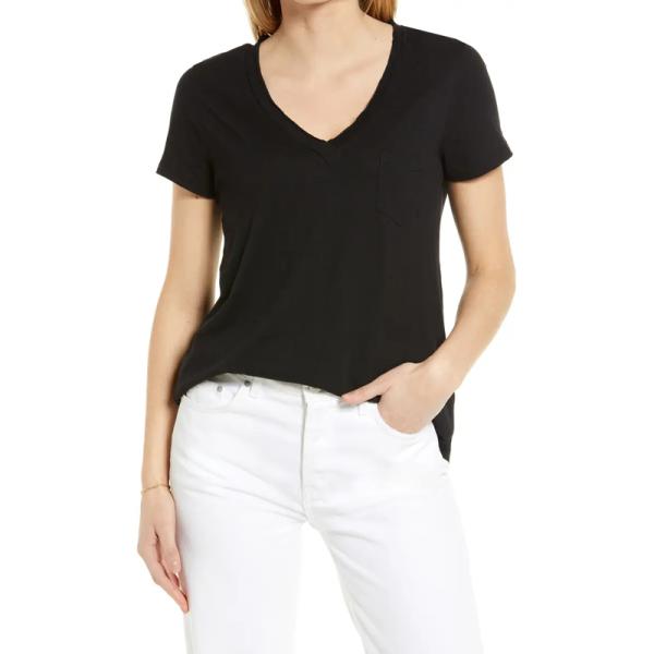 Wholesale Summer Gym Workout Deep V neck Cotton Short Sleeve Shirts Printing For Women