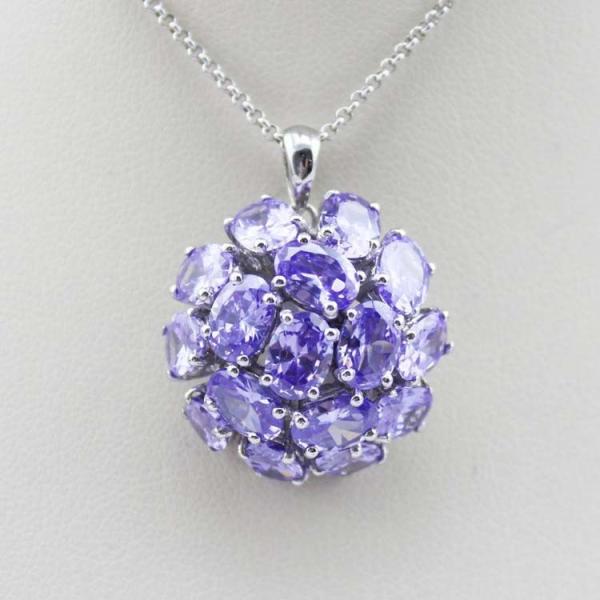 Fashion Sterling Silver Yellow Citrine Cubic Zircon Pendant Charm Necklace (FP052)