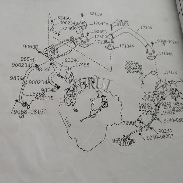 Части экскаватора шланга Sk200-8 водозабора Vhs16322e0140 Vh16322e0030 запасные