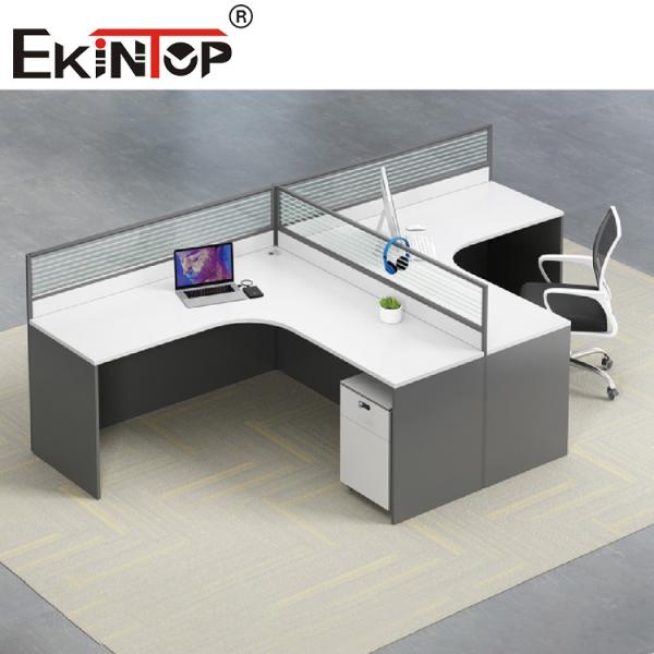 White Gray L Shaped Office Workstation Staff Desk Contemporary
