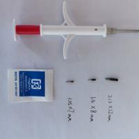Seringa do microchip da identificação de três animais do tamanho com número de ICAR