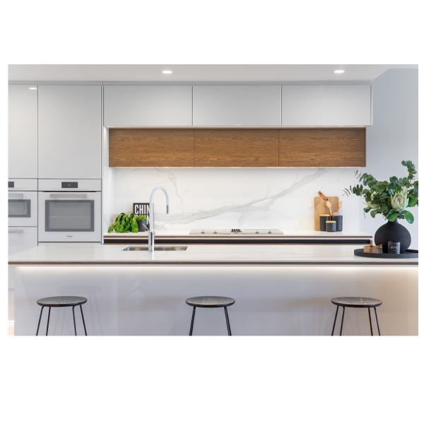 White Sintered Stone Kitchen Countertop and Island Top Polished Porcelain Tile Finish