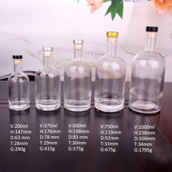 500ml 700ml 750ml Cork Whisky White Liquor Water Sauce Fruit Embossed Vodka Bottle