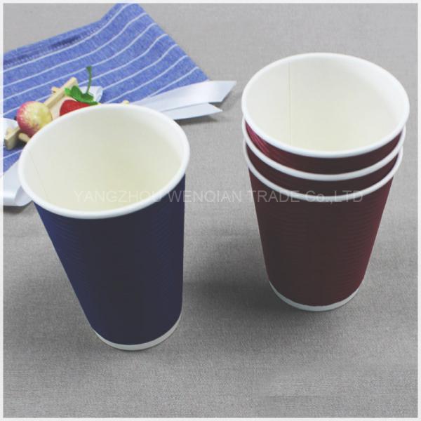 12oz Ripple Wall Coffee Paper Cup Custom Logo , Leak Proof Disposable Paper Cup For Hot Drink