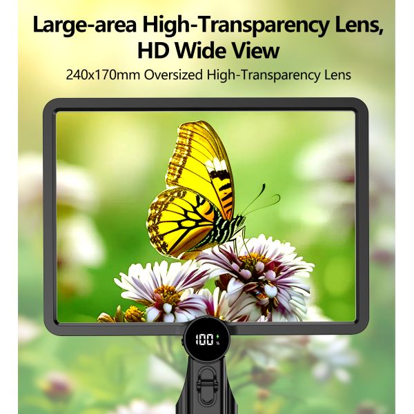 New Horizontal Square Large Lens 64 Led Lights Magnifier  Stepless Dimming Lights Battery Display USB Charging Magnifier